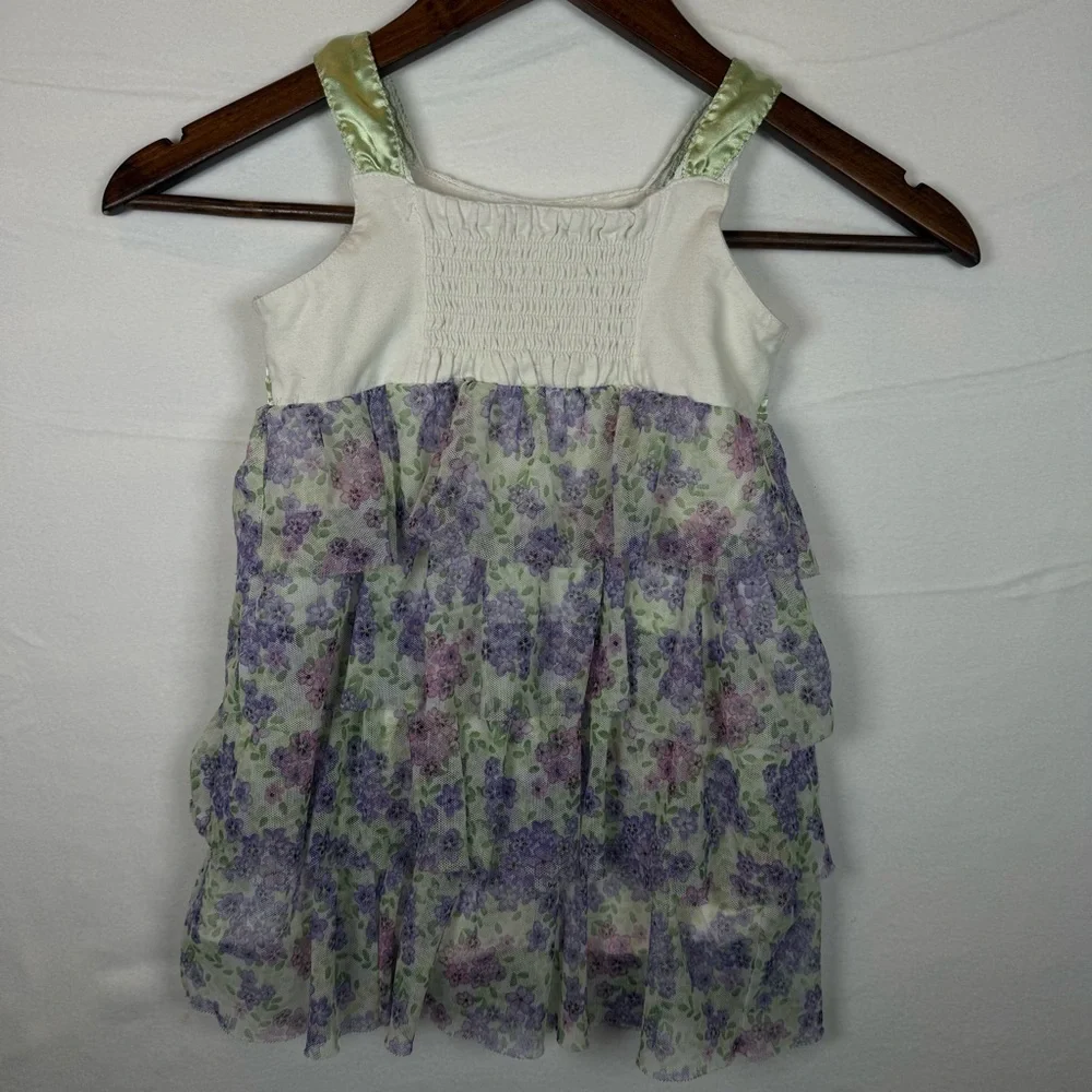 Girls Size 4 Floral Ruffle Tunic Dress Kids Headquarters Pastel Spring Easter
